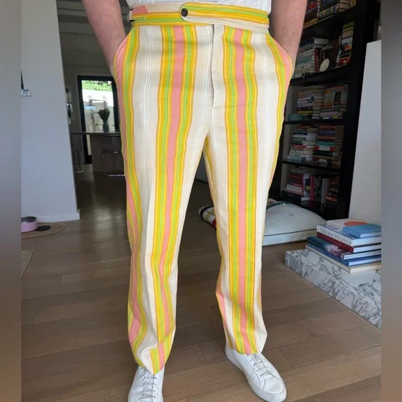 Designer BODE One of a Kind Mens Striped Pants size 34 - Picture 2 of 9